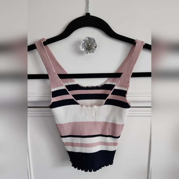 Seek the Label Striped Crop Tank Top Size S - Picture 2 of 5